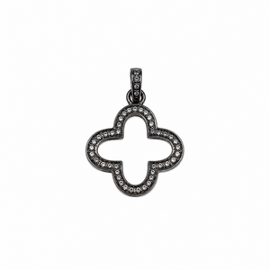 Pendentif en argent sterling 925 rhodié noir avec diamants véritables pour femme, bijoux fins de luxe, cadeau élégant et remarquable - Product Image 2
