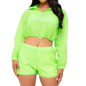 Conjunto de Pantalones Cortos y Chaqueta Cortavientos para Mujer, Estilo Urbano, con Cierre Frontal, Conjunto de 2 Piezas Personalizable, 2026 - Product Image 2