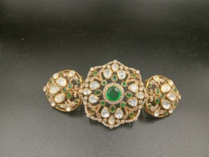 Collier ras-de-cou vintage plaqué or Amaira Jewels avec fleurs et pierres vertes doublettes taille poire, bijoux de fiançailles pour femme, collier en argent 925 - Product Image 1