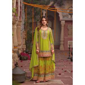 Tenue de soirée de créateur avec un beau bas Dupatta pour vêtements indiens et pakistanais - Product Image 4