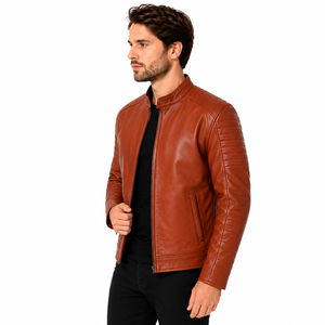 Mens Leather Jacket Durable Outer Panels Soft Lining Stand Secure Zipper <b>Comfortable</b> Fit Daily Wear <b>City</b> Windproof Breathable - Product Image 4