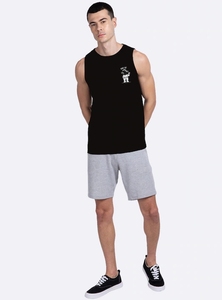 Débardeur sans manches noir pour homme avec imprimé astronaute de dessin animé, col rond, style décontracté, matière en coton respirante - Product Image 3