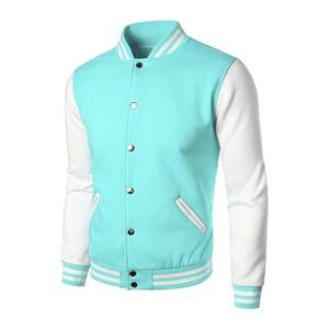 Chaqueta universitaria de béisbol Letterman personalizada de invierno con cuello alto y logo frontal para hombre, de forro polar, en blanco, al por mayor - Product Image 4