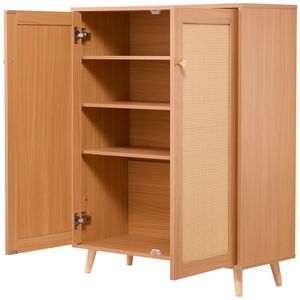 Meuble à chaussures en rotin à 5 niveaux de style Farmhouse avec 2 portes et étagères réglables - 40,35 pouces de hauteur - Product Image 5