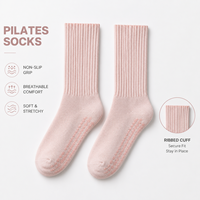 Chaussettes de Pilates personnalisées à bout ouvert, antidérapantes pour le yoga, en mélange de coton doux, respirantes, pour femmes, entraînement de Pilates, fitness, exercice