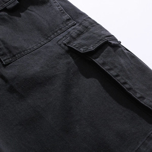 New Style Streetwear Hip Hop Straight Mid Embroidery Cargo <b>Denim</b> <b>Shorts</b> <b>Black</b> Men's Multi Pocket Breathable Summer Casual Trend - Product Image 3