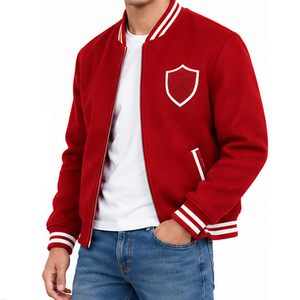 เสื้อแจ็คเก็ตบอมเบอร์ขนสัตว์สำหรับผู้ชาย ปักลายตามสั่ง รับผลิตแบบ OEM ODM ขายส่งจากโรงงาน ผู้ผลิต ผู้จัดจำหน่าย เสื้อผ้าแบรนด์ส่วนตัว ขนสัตว์สำหรับผู้ชาย - Product Image 4