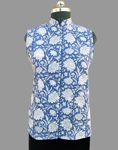 Veste courte matelassée unisexe sans manches, imprimé floral vintage en coton, coupe-vent, avec boutons - Product Image 1