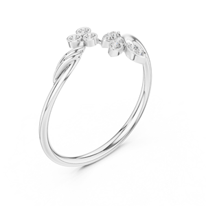 Anillos de oro macizo de 14k para mujer con diamantes de corte redondo minimalistas de diseñador floral, para regalo, compromiso, aniversario, boda - Product Image 5