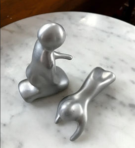 Modern Silver Metal Jack Sculpture Abstract Table Statue Decorative Geometric <b>Object</b> for Living Room Office Home Decor Sculpture - Product Image 4