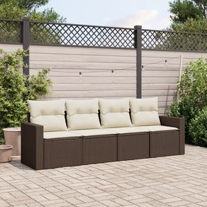 Conjunto de Sofás de Jardín en Color Marrón y Blanco Crema - Product Image 1