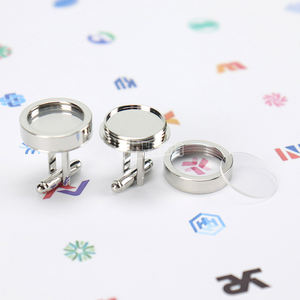 In ottone argento eleganti gemelli in bianco e tondo accessori per camicia gemelli personalizzati per abiti da banchetto - Product Image 1