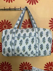 Beautiful Bohemian Cotton Duffle Bag Handmade Quilted Weekender Travel <b>Backpack</b> <b>Large</b> External Frame Block Printed Design Women - Product Image 4