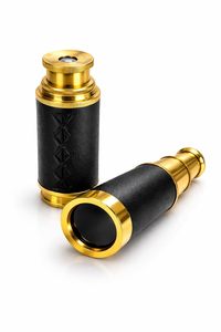 Télescope Nautique CH en Laiton Antique Plaqué Or avec Revêtement en Cuir Noir Forme Circulaire Finition Polie Porte-clés de Collection - Product Image 2