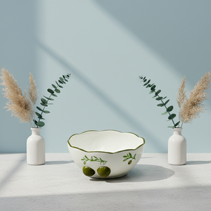 Tazón para Ensalada de Primera Calidad 3460988D-15 con Estampado de Rama de Olivo y Frutas, Porcelana Fina - Product Image 6