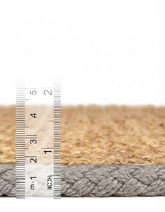 Alfombra de Yute Natural Tejida a Mano con Borde Gris para Interiores, Pasillos, Cocinas y Pisos - Product Image 5