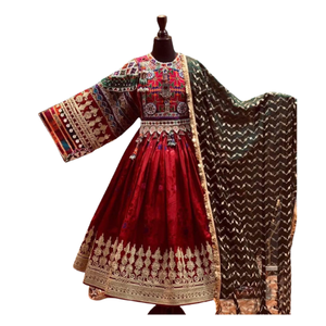 บริการ OEM ราคาขายส่ง ชุดอัฟกานิคุณภาพสูง 100% ชุดปักมือสำหรับผู้หญิง ชุดกูจิอัฟกันสำหรับงานแต่งงาน - Product Image 1