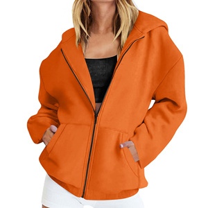 Womens Casual Zipper Hoodie Comfortable Full <b>Zip</b> <b>Hooded</b> Sweatshirt Custom Branding Wholesale Apparel Factory Supplier Premium - Product Image 1