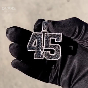 Pendentif personnalisé en moissanite avec nom ou lettre, breloque grand chiffre bicolore, style Hip Hop de luxe, en argent sterling et or - Product Image 2