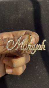 Fully Diamond Cursive English Name Letter Pendant <b>Necklaces</b> 925 <b>Silver</b> Moissanite 18K Gold Plated Iced <b>Initial</b> Charms For Him - Product Image 5