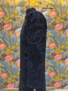 Tela Armain TR Lachka de Diseño Royal Divine Shadow Fauna Midnight Ethnic Wear con Bordado de Hilo de Seda y Cuentas Negras - Product Image 3
