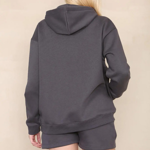 Ensemble de survêtement décontracté pour femmes, sweat-shirt oversize et short, couleur unie, en molleton de coton, deux pièces, style automne - Product Image 4