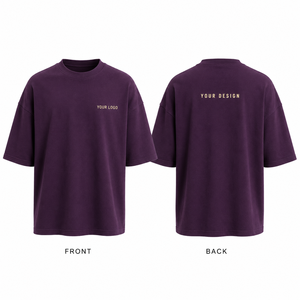 เสื้อยืดผู้ชายไซส์ใหญ่ สีม่วงล้วน ผ้าฝ้าย แขนสั้น คอกลม ทรงลำลอง ผ้าเจอร์ซีย์ถัก ย้อมสีพื้น - Product Image 2