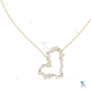 จี้เพชรรูปหัวใจทรงลูกแพร์ สร้อยคอทองคำแท้ 14K 18K สำหรับผู้หญิง งานหรูหรา เหมาะสำหรับงานปาร์ตี้และงานแต่งงาน - Product Image 1