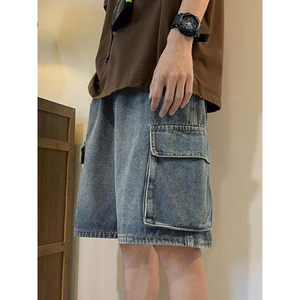 Pantalones Cortos de Mezclilla con Lavado Ácido OEM para Hombre y Mujer, Corte Holgado, Estilo Urbano Vintage, Logotipo Personalizado, Venta al Por Mayor - Product Image 4