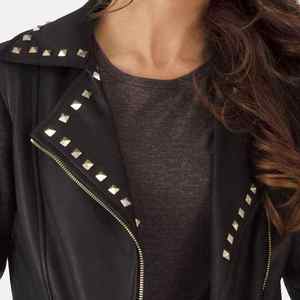 Veste en cuir pour femme, neuve, à manches longues, coupe-vent, design élégant et tendance, en cuir de mouton véritable. - Product Image 4