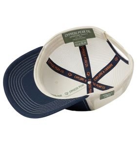 Breathable <b>Navy</b> Mesh Trucker <b>Hat</b> with Leather Patch Logo Adjustable Unisex Casual 6-Panel Cap for Outdoor Travel and Daily Wear - Product Image 4