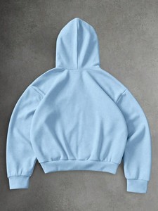 Sweat à capuche pour homme bleu ciel en chenille avec patch croisé, style Y2K, en mélange de coton molletonné, fermeture éclair intégrale, coupe oversize, épaules tombantes, logo personnalisé, fabricant - Product Image 4