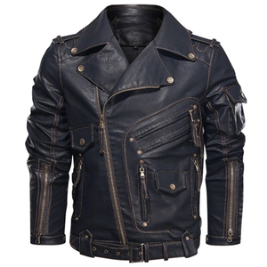 Chaqueta de Cuero Genuino de Vaca Premium con Cremallera Resistente, Estilo Motero, de Alta Calidad para Hombre, Vintage, Motociclista, Bomber, Streetwear, OEM, Precio Económico - Product Image 4