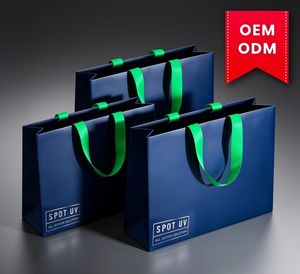 ถุงกระดาษคราฟท์พิมพ์ลายตามสั่ง OEM ODM พร้อมโครงสร้างพับได้สำหรับบรรจุภัณฑ์ของขวัญและสินค้าช้อปปิ้ง - Product Image 1