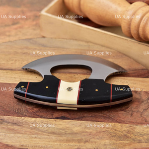 Handmade Ulu Chef <b>Knife</b> Damascus Steel Ambidextrous Industrial Custom <b>Handle</b> Vegetable Chopping Pizza Cutter Wholesale Bulk OEM - Product Image 3