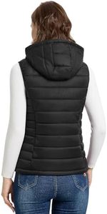 <b>Women's</b> <b>Black</b> Lightweight Packable Puffer Vest Hooded Travel <b>Waistcoat</b> Casual Outdoor Bodywarmer Insulated Factory Direct OEM - Product Image 2
