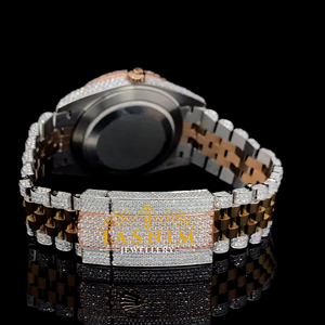 Reloj Deportivo con Diamantes Moissanite VVS y Esfera de Cuarzo para Hombre, 41 mm, Chapado en Oro de Dos Tonos, Acero Inoxidable, Completamente Adornado, Regalo - Product Image 4
