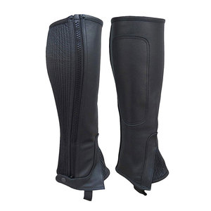 Chaps d'équitation demi-longueur en cuir PU, équipement d'équitation durable, léger, personnalisable, réutilisable, marque OEM - Product Image 2