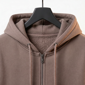 Heavyweight Thick Full Zip Fleece Hoodie Dense Pile Streetwear <b>Sweatshirt</b> Blank Solid Color Cotton Fleece <b>Work</b> Layer - Product Image 5