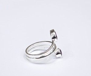 Custom Handcrafted Natural Amethyst <b>Adjustable</b> <b>Ring</b> 925 Sterling Silver Double Stone Fine Jewelry Wholesale - Product Image 5