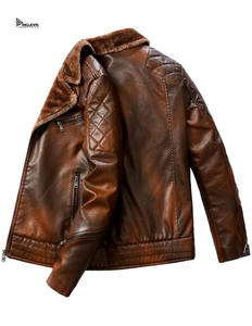 Nouvelle veste matelassée d'hiver en cuir noir pur pour homme, style urbain tendance avec logo frontal, écologique - Product Image 6