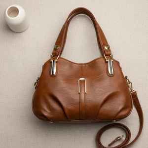 Bolso Tote Casual de Cuero Genuino Marrón para Mujer con Cierre de Cremallera, Impermeable y de Gran Capacidad para Uso Diario - Product Image 2