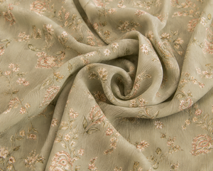 Tissu Crêpe Naturel Plat en Polyester/Coton Dobby Tissé, Décontracté, Biologique, Respirant, Léger, à Motifs Floraux, Écologique et Doux - Product Image 2