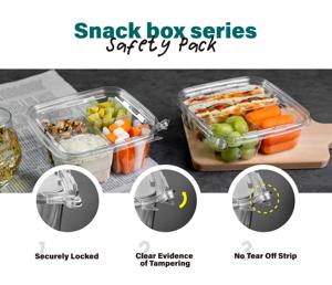Contenedores de comida cuadrados desechables de 3 compartimentos de excelente calidad SC6B3 Snack Box saludable y reciclable-para envasado de alimentos con fideos - Product Image 4