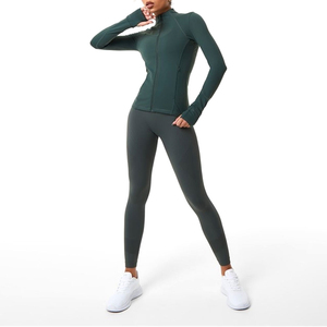 Conjunto de Yoga para Mujer, Ropa Deportiva Femenina, Traje de Fitness para Correr, Reversible, Sólido, Tallas Grandes, 2 Piezas, Cintura Delantera - Product Image 1