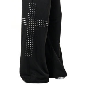 Pantalones Deportivos de Moda para Mujer con Logotipo Personalizado, Corte Acampanado, Cintura Elástica con Cordón, Pantalones de Chándal con Logotipo de Pedrería Personalizado - Product Image 3