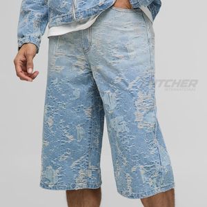 Shorts en jean foncé Y2K pour homme - Respirants, écologiques, décontractés, style streetwear - Product Image 6