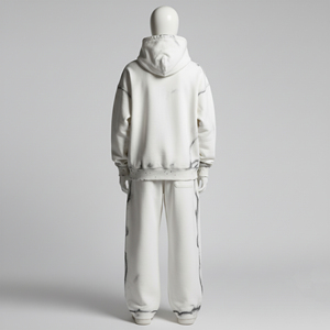 2027 New Fashion 100% Cotton <b>Mens</b> Hooded Casual Sport Sweat Suit Hip Hop Winter Acid Wash Tracksuit - Product Image 3