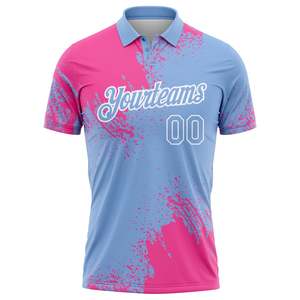 Premium Performance Polo <b>Shirt</b> Custom Club Logo Player Name Number Ribbed Collar Short Sleeve <b>Polyester</b> Pink Blue Sports <b>Shirt</b> - Product Image 2