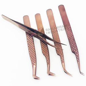 Pince à épiler de précision en acier inoxydable rose doré RMI, pointe lisse, longueur 10 mm, pour extension de cils - Product Image 2